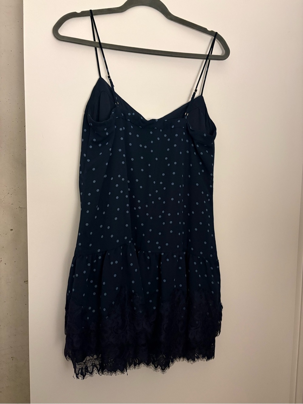 Abercrombie & Fitch Navy Polka Dot Lace Slip Dress - Picture 2 of 3